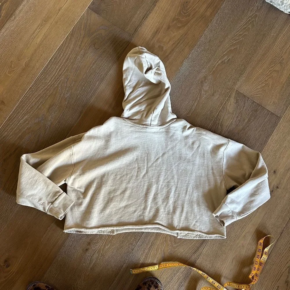 Wild Fable Cropped Hooded Sweatshirt Wheat Quilted Detail Size XXL - Picture 2 of 6